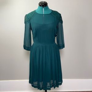 ASOS dark green dress with lace/crochet detail
